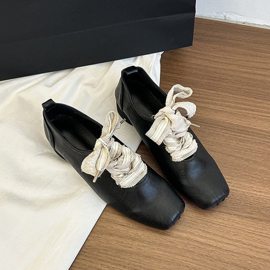 Damen elegante Schnürschuhe im Retro-Stil mit dekorativen Schleifen R&B