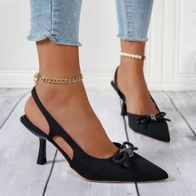 Damen Slingback Pumps mit glamourösem Schleifen-Design