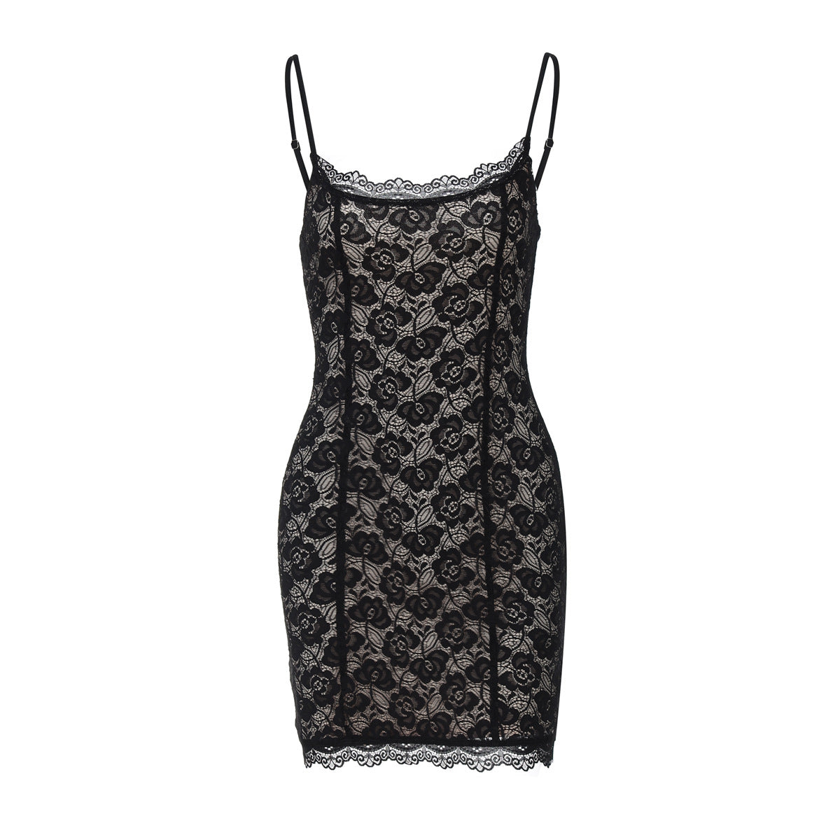 Damen Spitzenkleid mit zarten Trägern R&B