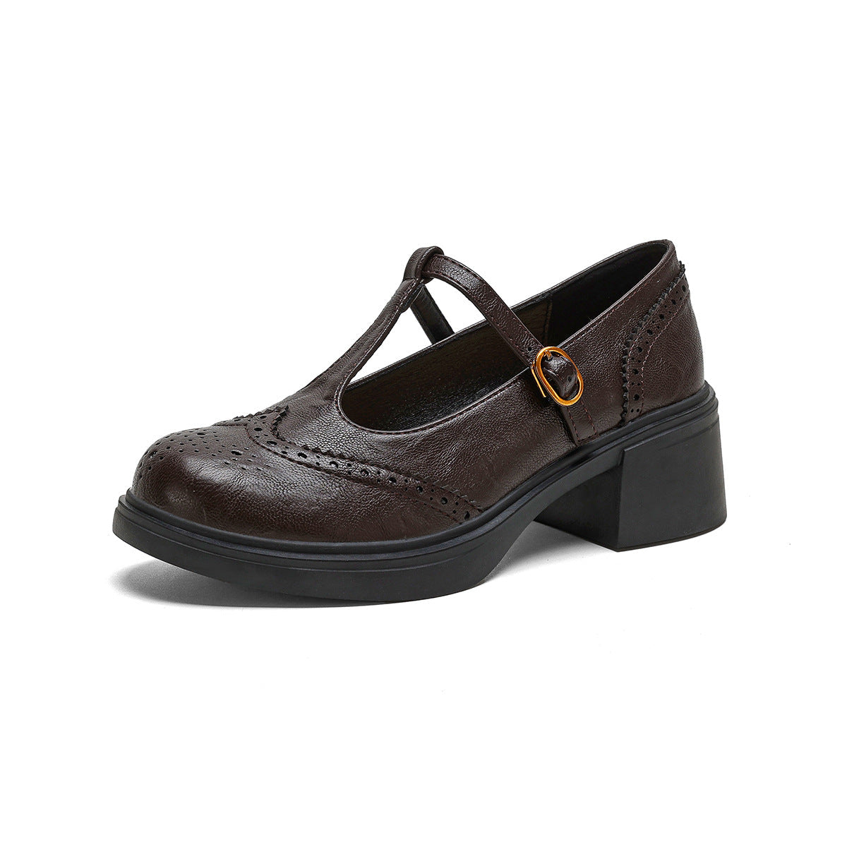 Damen Ballerinas mit modischem Riemen und stilvollem Blockabsatz