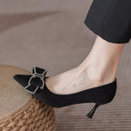 Damen elegante Stiletto-Pumps mit funkelnder Schleifenverzierung R&B
