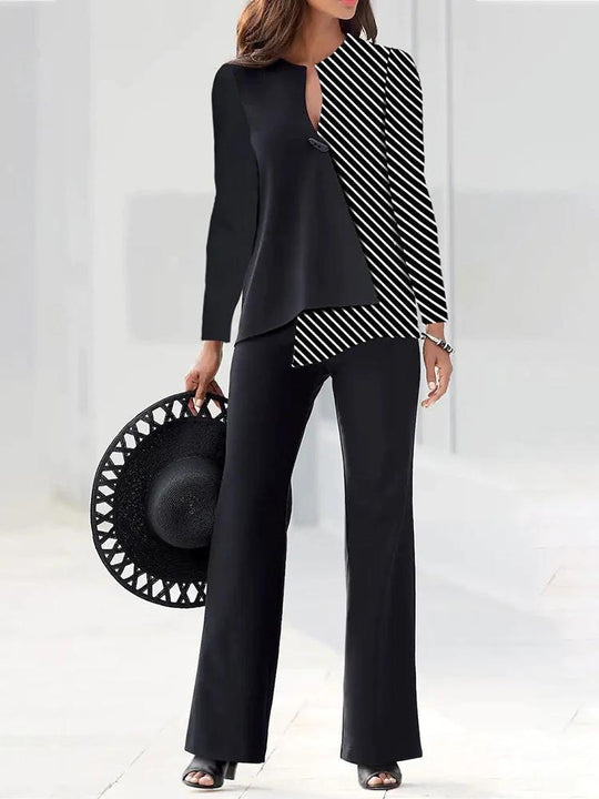 Damen Elegantes und modernes Hosenanzug-Set mit asymmetrischem Design R&B