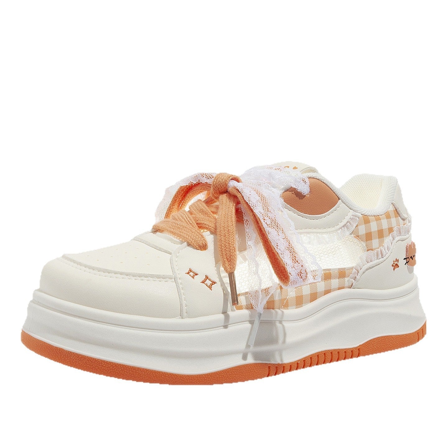 Damen Sportliche Sneakers mit verspielten Rüschen und trendigem Schnürsystem