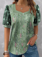 Damen Glitzernde V-Pullover Bluse
