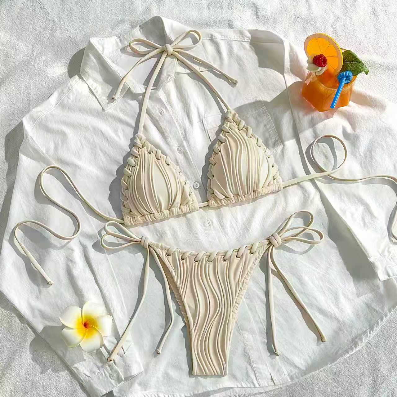 Damen Triangel-Bikini mit Rüschendetails R&B