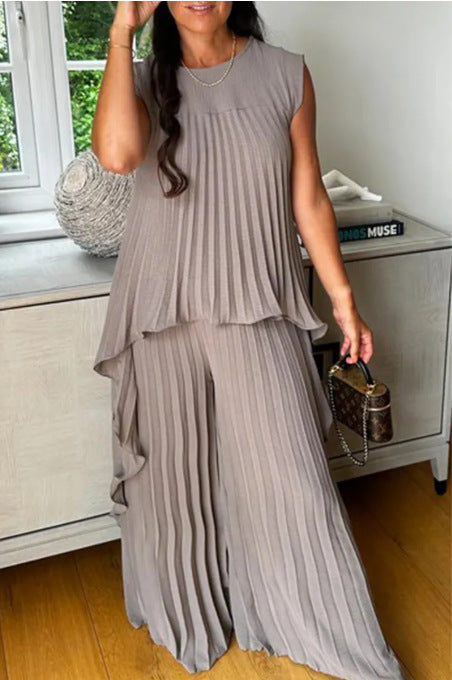 Damen Plissee Maxikleid mit elegantem Schnitt und fließender Silhouette R&B