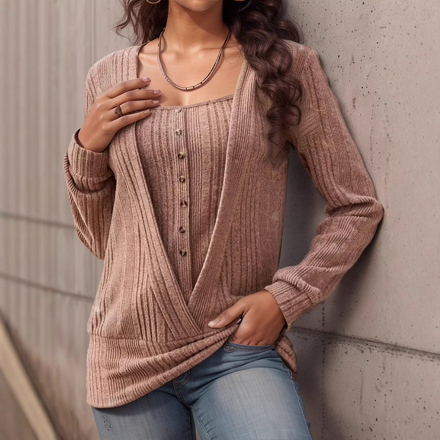 Damen Oversized Strickpullover mit modernem V-Ausschnitt R&B