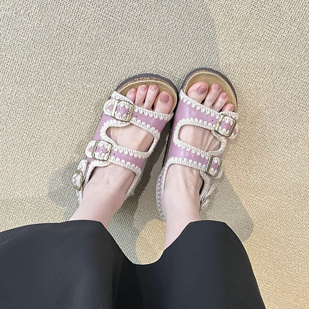 Damen bequeme Clogs mit verstellbaren Schnallen und ergonomischem Fußbett R&B
