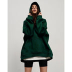 Damen Bequemer oversized Kapuzenpullover mit Kängurutasche R&B