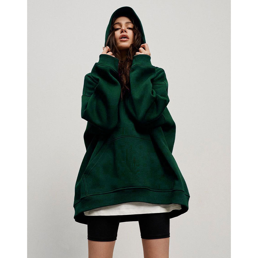 Damen Bequemer oversized Kapuzenpullover mit Kängurutasche R&B