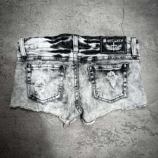 Damen trendige Destroyed Denim-Shorts R&B