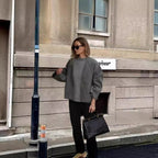 Damen oversized Wolljacke mit elegantem Schnitt und lässigem Look R&B