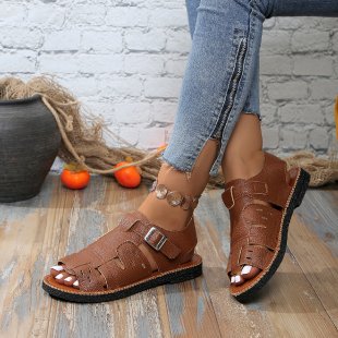 Damen Komfortable Riemchen-Sandalen mit verstellbaren Schnallen R&B