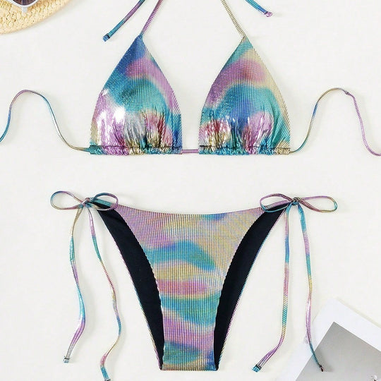 Damen Funktionsfähiger Triangel-Bikini mit stylischem Farbverlauf R&B