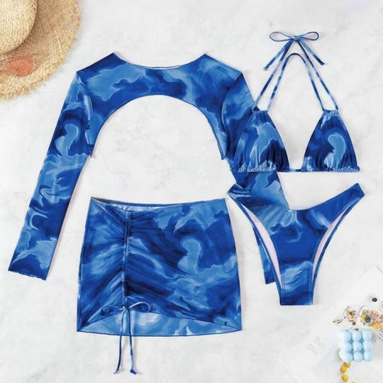 Damen Bikini-Set mit raffiniertem Rückenausschnitt und modischer Wickelrock R&B