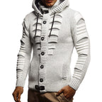 Herren Strickjacke mit Kapuze und dekorativen Knopfdetails R&B