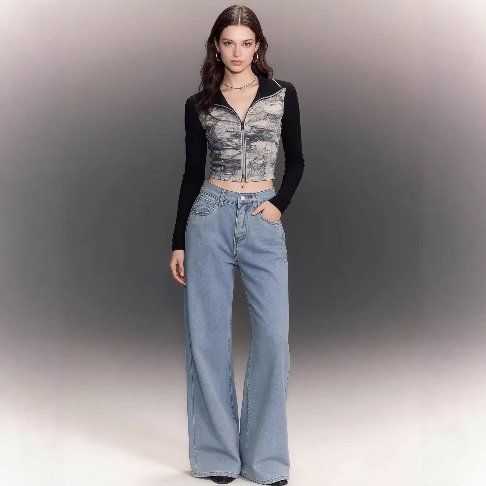 Damen eleganter Cropped Blazer mit schmalem Revers