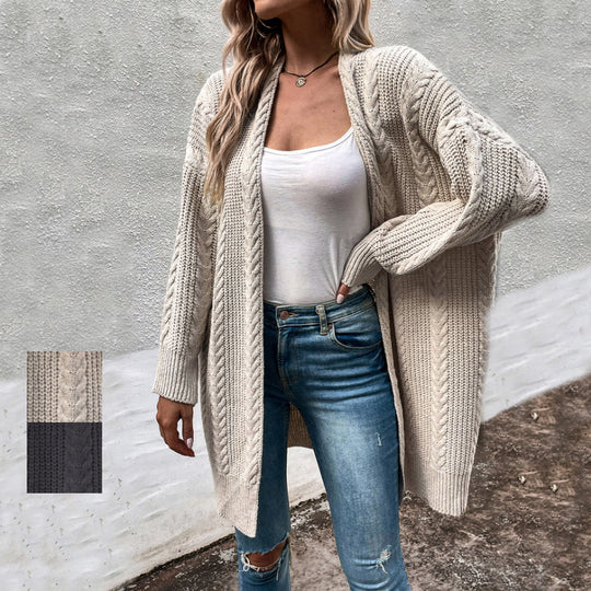 Damen Grobstrick Cardigan mit weitem Schnitt und strukturierter Optik R&B
