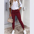 Damen bequeme Chinohose mit elastischem Bund R&B