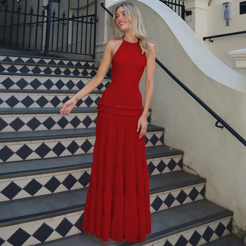 Damen Maxi-Kleid mit feinen Rüschendetails R&B