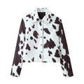 Damen jacke im modischen Kuhflecken-Design mit eleganter Knopfleiste R&B