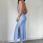 Damen Maxikleid mit eleganter Schnürung und floralem Muster R&B
