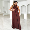 Damen Maxikleid mit elegantem Schnitt und detaillierter Kontrastnaht R&B