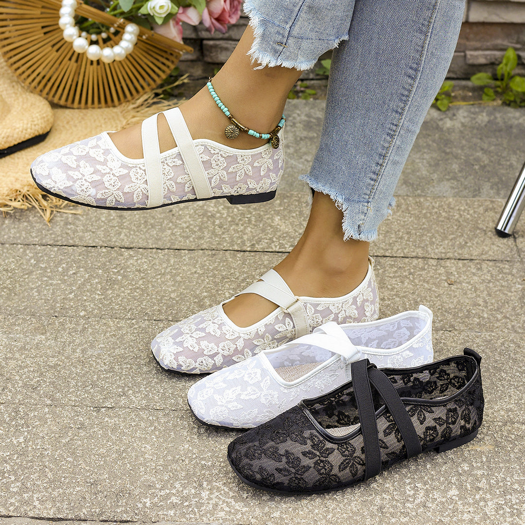 Damen Komfortable und modische Ballerinas mit verstellbaren Riemen R&B