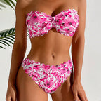Damen Bandeau-Bikini mit floralem Design und verstellbaren Trägern R&B