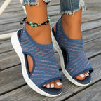 Damen Slip-On Sandalen mit elastischem Strick-Obermaterial und atmungsaktiver Sohle R&B