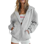 Damen Oversized Kapuzenjacke mit Reißverschluss