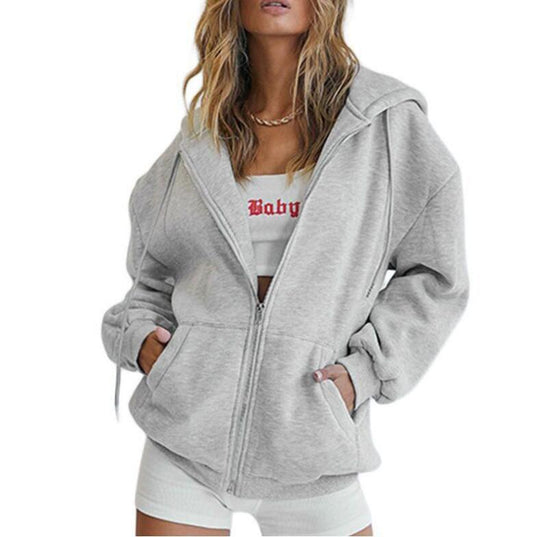 Damen Oversized Kapuzenjacke mit Reißverschluss R&B