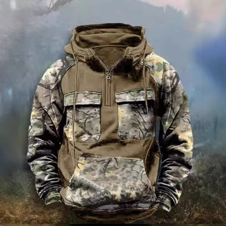 Herren Camouflage Funktionskapuzenpullover R&B