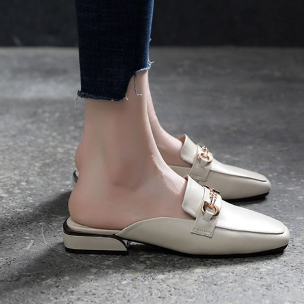 Damen Elegante Loafers mit modischem Kettenverschluss
