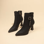 Damen Elegante Stiefeletten mit hohem Absatz und modischem Riemen R&B