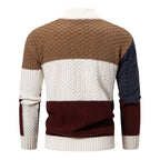 Herren modischer Rollkragenpullover mit modernem Zopfmuster und Farbblockdesign R&B