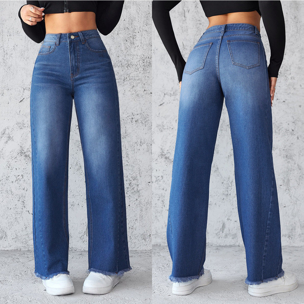 Damen Weite High-Waist Jeans im modernen Vintage-Look R&B