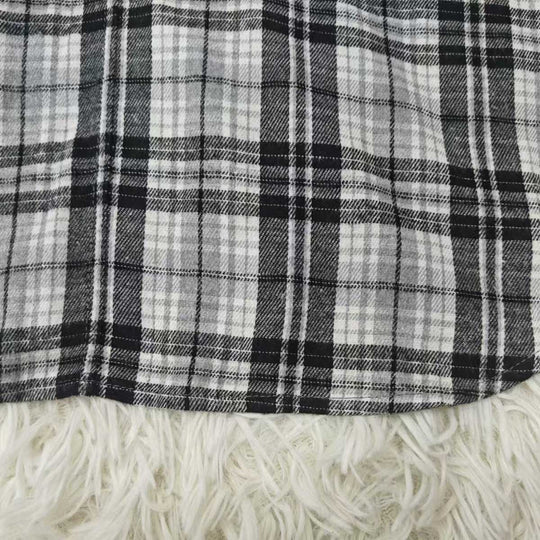 Damen lässige Flanellhemdjacke mit Kapuze und Karomuster R&B