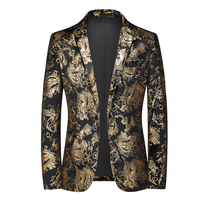 Herren nan ornamentaler Smokingblazer mit Schalkragen, Slim-Fit und edlem Paisley-Druck R&B
