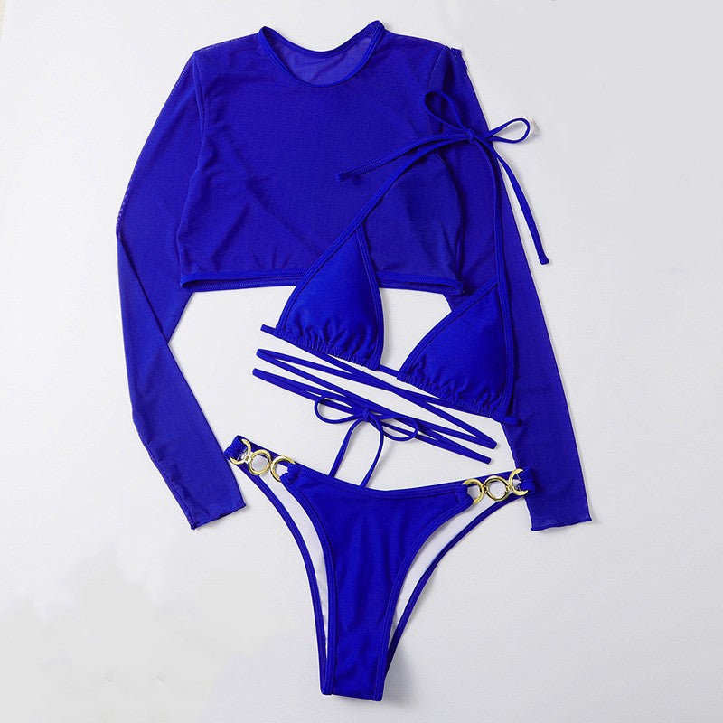Damen Bikini-Set mit langem Oberteil und verstellbaren Bändern R&B