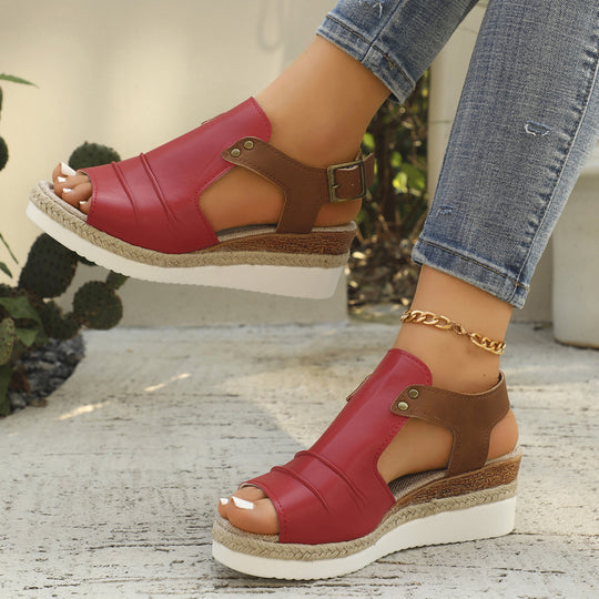 Damen modische Keilsandalen mit verstellbarem Riemen und hochwertiger Sohle R&B