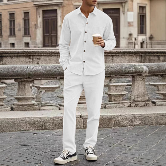 Herren elegantes Freizeitanzug mit stilvollem Hemd und bequemer Hose R&B