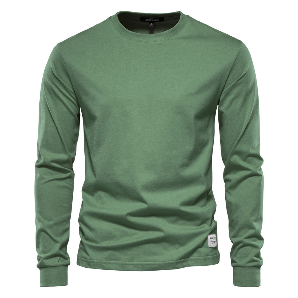 Herren nan klassisches langärmliges Baumwollshirt mit Rundhalsausschnitt und elastischen Bündchen R&B