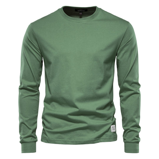 Herren nan klassisches langärmliges Baumwollshirt mit Rundhalsausschnitt und elastischen Bündchen R&B