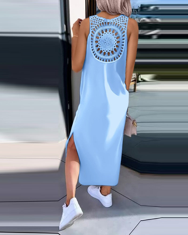 Damen Maxi-Kleid mit handgefertigter Spitze R&B