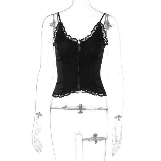 Damen Spitzen-Corsage mit eleganter Knopfleiste R&B