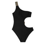 Damen Einteiliger Badeanzug mit eleganten Cut-Outs und Ketten-Detail
