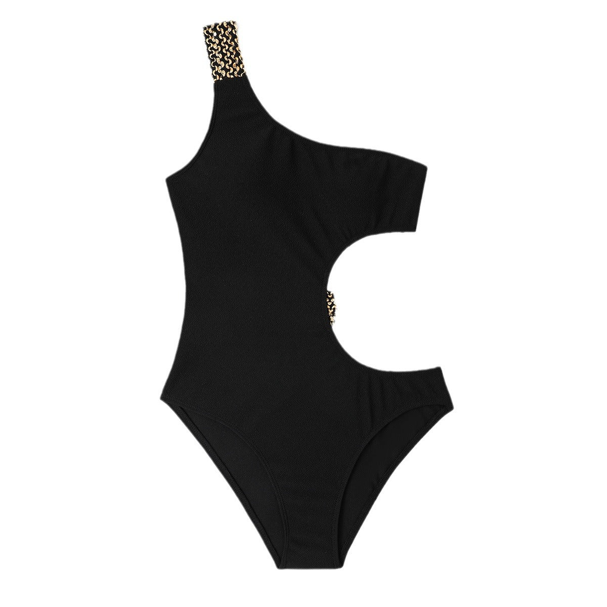 Damen Einteiliger Badeanzug mit eleganten Cut-Outs und Ketten-Detail