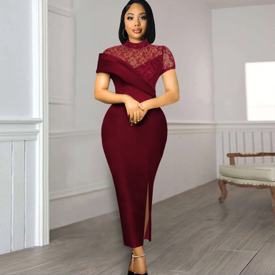 Damen Elegantes Kleid mit floralen Spitzenakzenten und figurbetontem Schnitt R&B