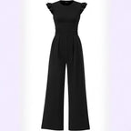 Damen eleganter Jumpsuit mit Puffärmeln und weitem Bein R&B